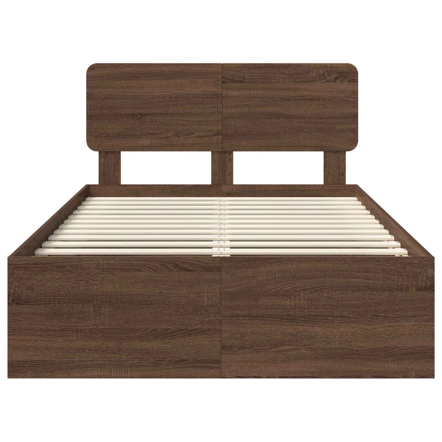 vidaXL Bed Frame with Headboard Brown Oak 120 x 200 cm Solid Pine Wood