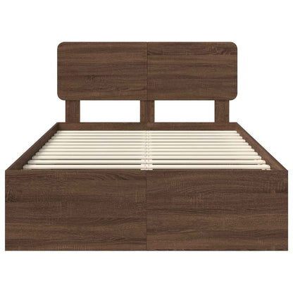 vidaXL Bed Frame with Headboard Brown Oak 120 x 200 cm Solid Pine Wood