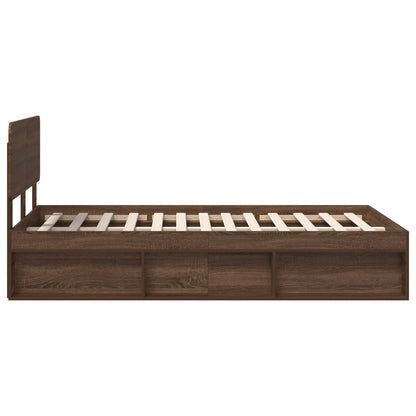 vidaXL Bed Frame with Headboard Brown Oak 120 x 200 cm Solid Pine Wood
