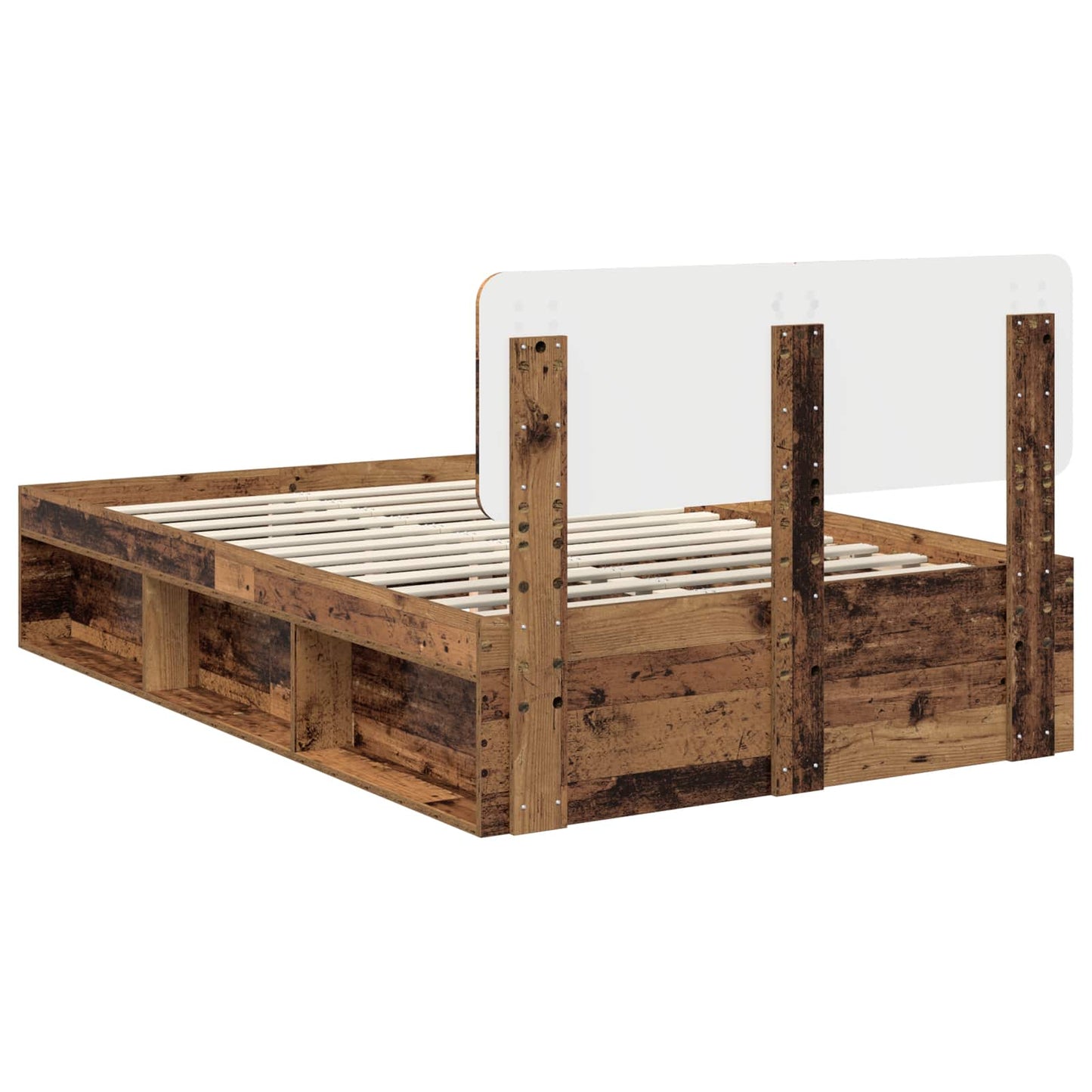 vidaXL Bed Frame with Headboard Old Wood 120 x 200 cm Solid Pine Wood