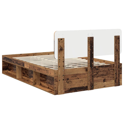 vidaXL Bed Frame with Headboard Old Wood 120 x 200 cm Solid Pine Wood