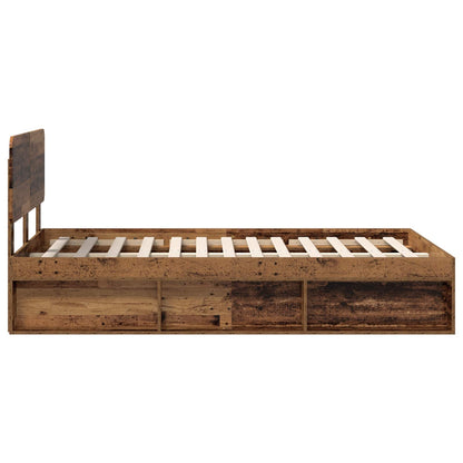 vidaXL Bed Frame with Headboard Old Wood 120 x 200 cm Solid Pine Wood