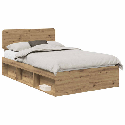 vidaXL Bed Frame Artisian Oak 120 x 200 cm Solid Pine Wood