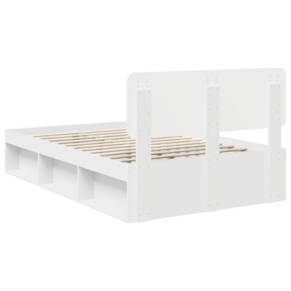 vidaXL Bed Frame with Headboard White 120 x 190 cm Solid Pine Wood