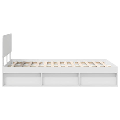 vidaXL Bed Frame with Headboard White 120 x 190 cm Solid Pine Wood