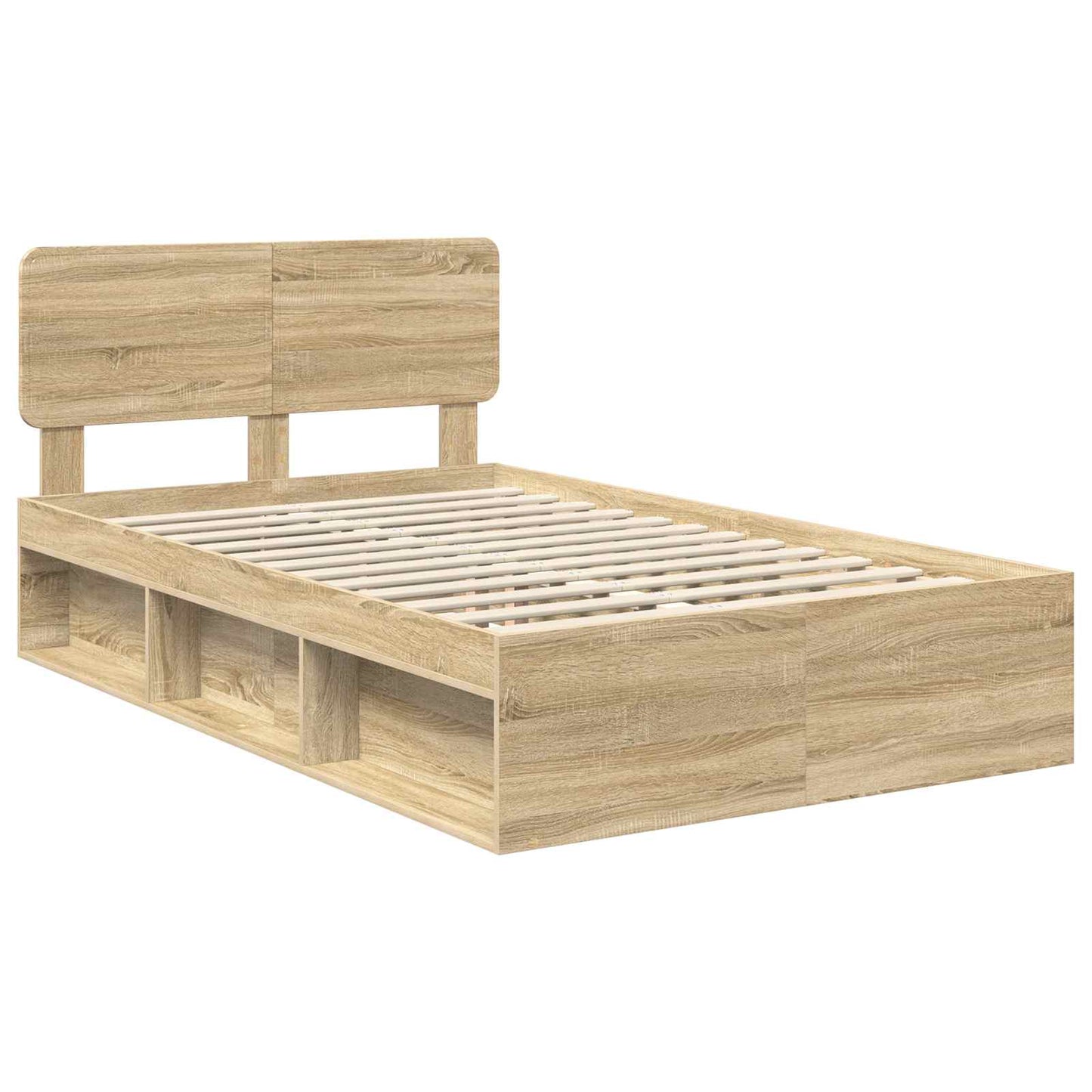 vidaXL Bed Frame with Headboard Sonoma 120 x 190 cm Solid Pine Wood