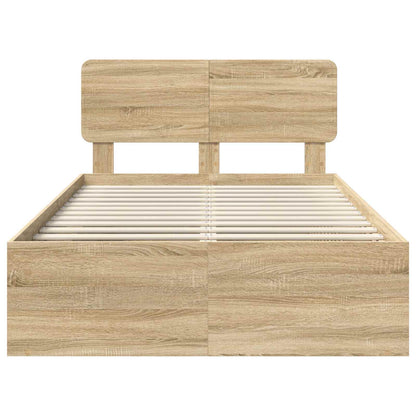 vidaXL Bed Frame with Headboard Sonoma 120 x 190 cm Solid Pine Wood