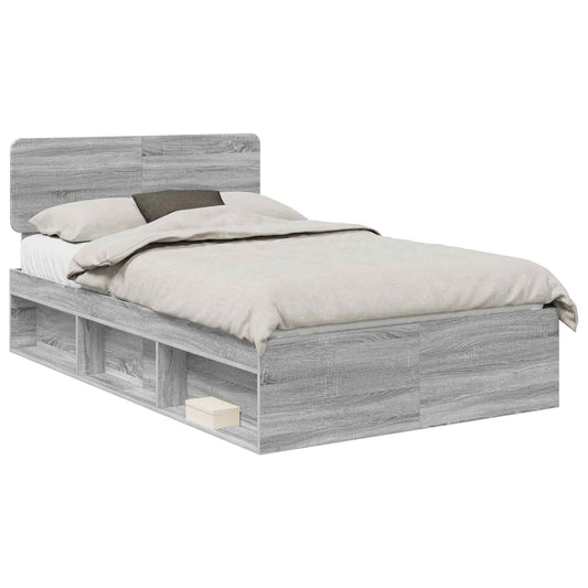 vidaXL Bed Frame Grey Sonoma 120 x 190 cm Solid Pine Wood