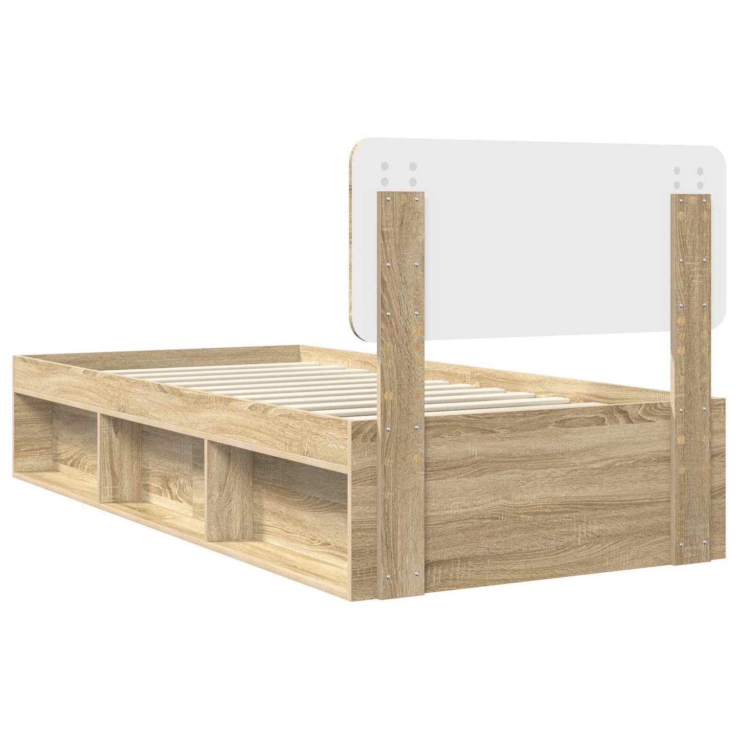 vidaXL Bed Frame with Headboard Sonoma 100 x 200 cm Solid Pine Wood