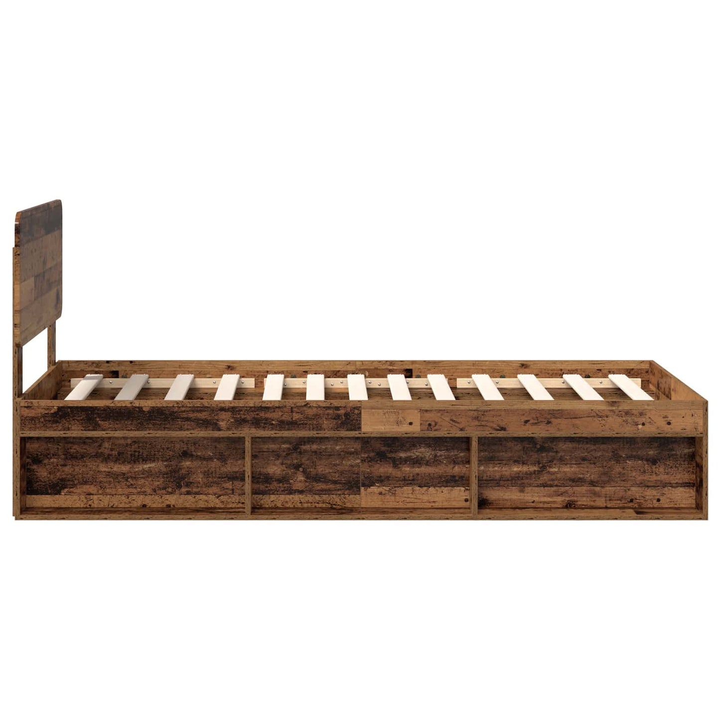 vidaXL Bed Frame with Headboard Old Wood 100 x 200 cm Solid Pine Wood