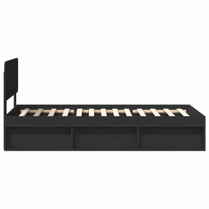 vidaXL Bed Frame with Headboard Black 90 x 200 cm Solid Pine Wood