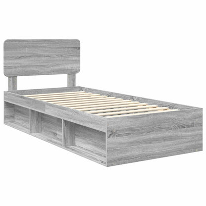 vidaXL Bed Frame Grey Sonoma 90 x 200 cm Solid Pine Wood