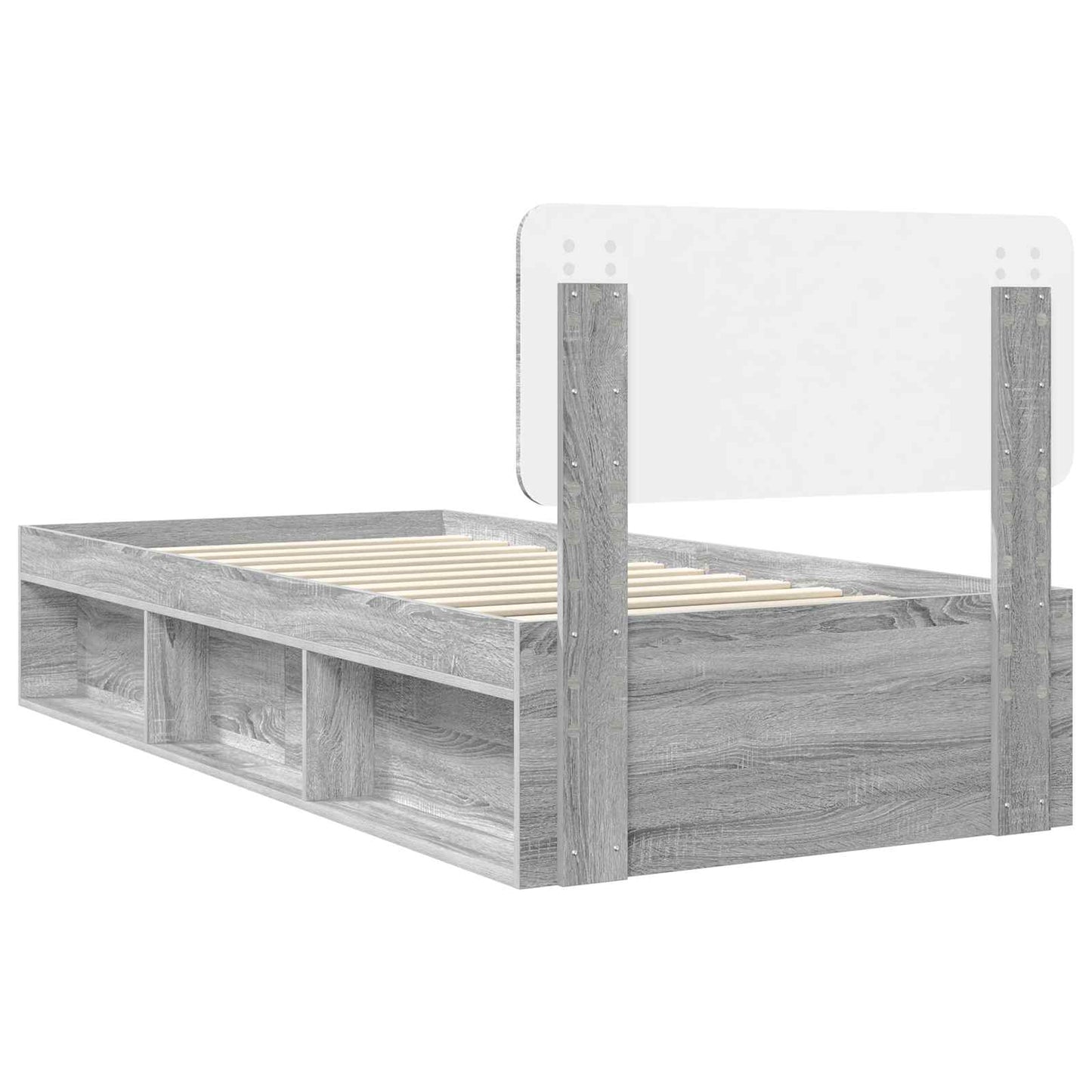 vidaXL Bed Frame Grey Sonoma 90 x 200 cm Solid Pine Wood