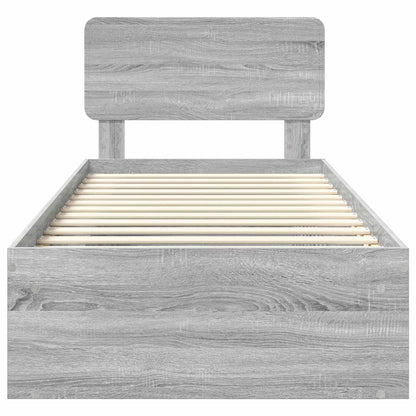 vidaXL Bed Frame Grey Sonoma 90 x 200 cm Solid Pine Wood