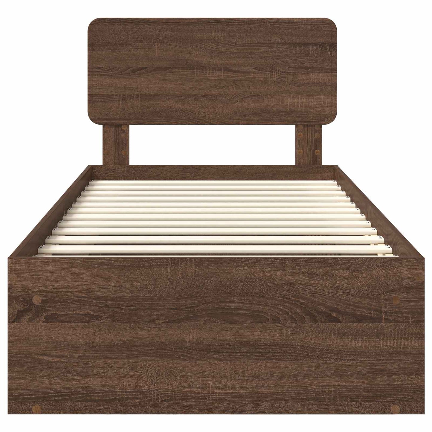 vidaXL Bed Frame with Headboard Brown Oak 90 x 200 cm Solid Pine Wood