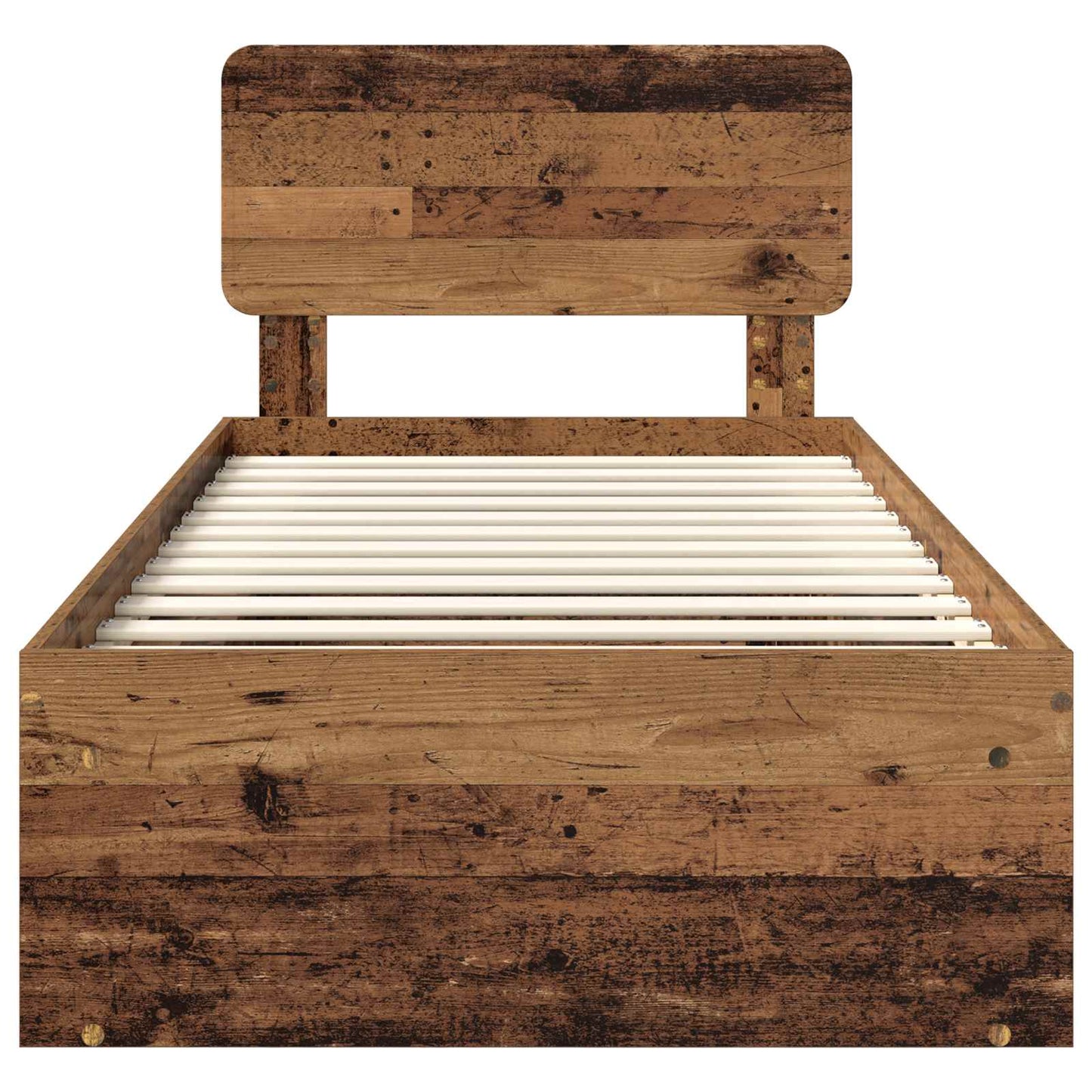 vidaXL Bed Frame with Headboard Old Wood 90 x 200 cm Solid Pine Wood
