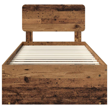 vidaXL Bed Frame with Headboard Old Wood 90 x 200 cm Solid Pine Wood