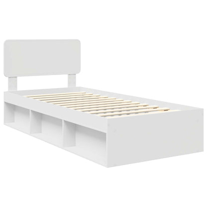 vidaXL Bed Frame with Headboard White 90 x 190 cm Solid Pine Wood