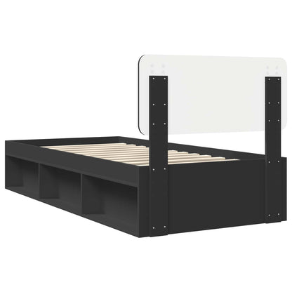 vidaXL Bed Frame with Headboard Black 90 x 190 cm Solid Pine Wood