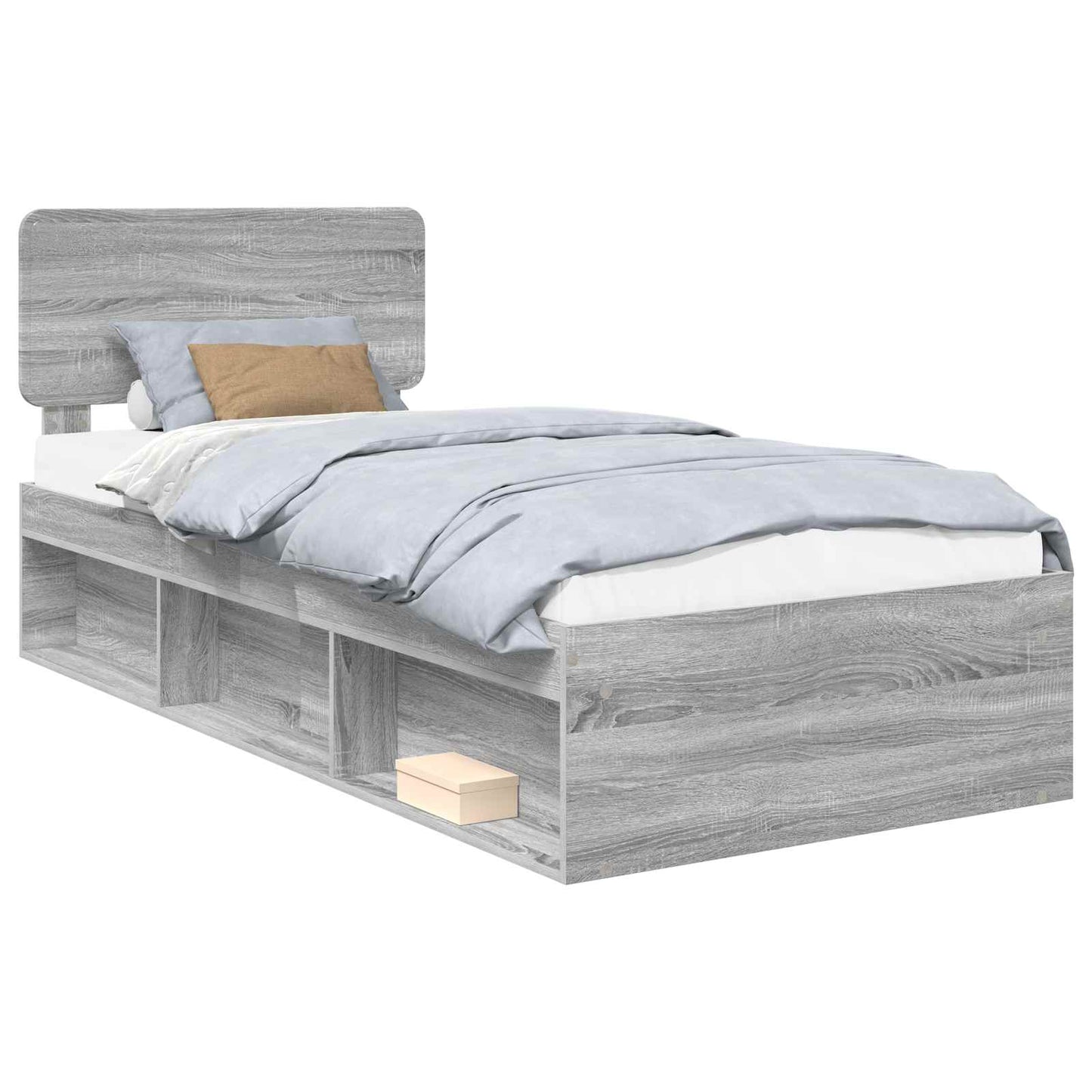 vidaXL Bed Frame Grey Sonoma 90 x 190 cm Solid Pine Wood