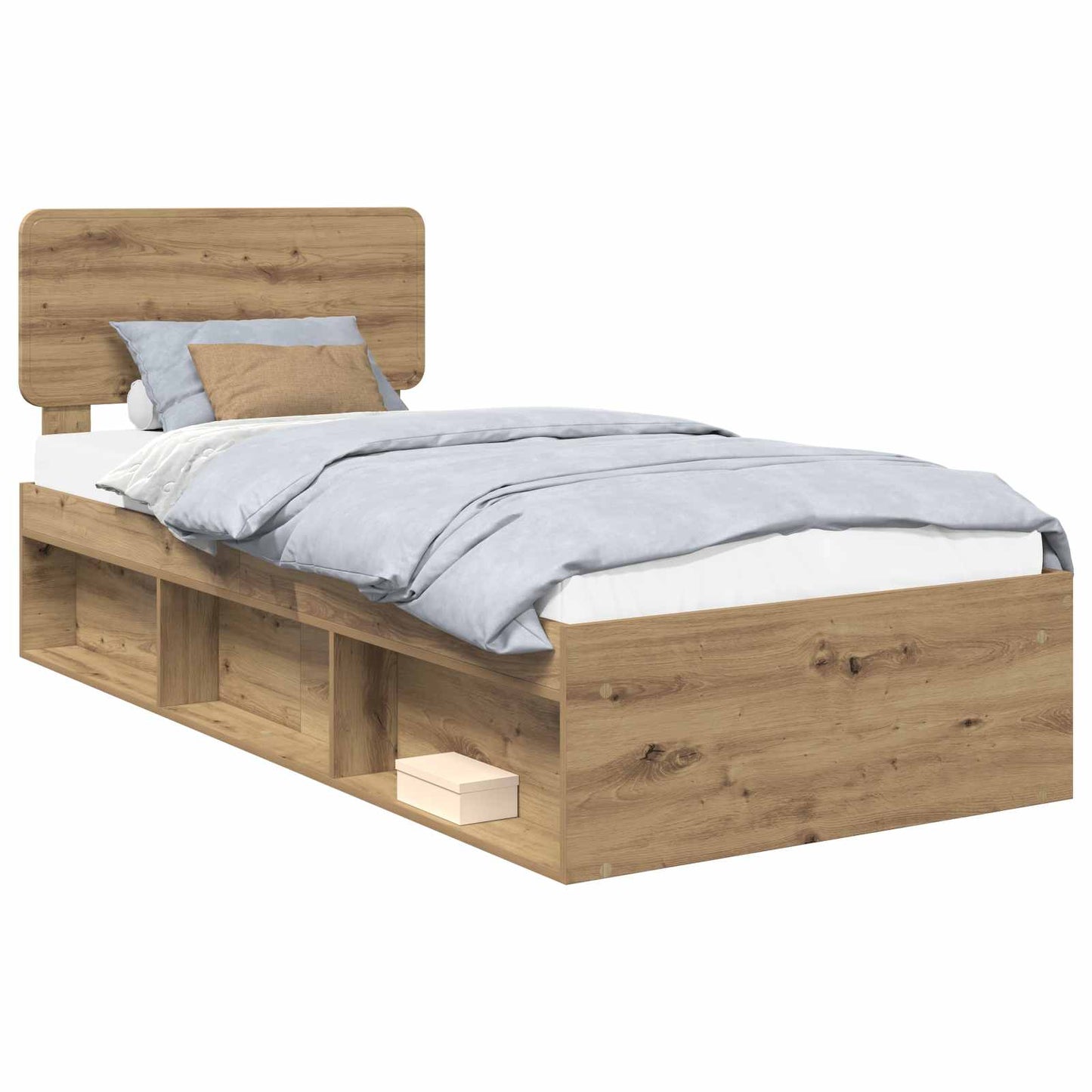vidaXL Bed Frame Artisian Oak 90 x 190 cm Solid Pine Wood