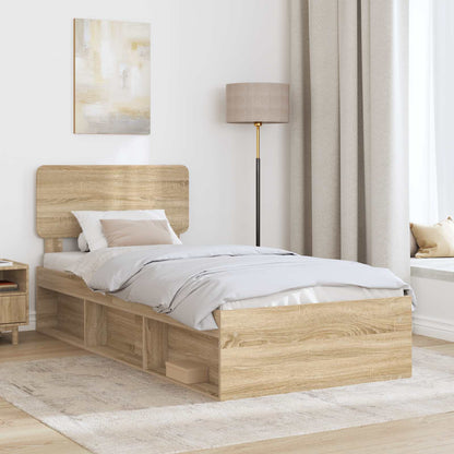 vidaXL Bed Frame with Headboard Sonoma Oak 75 x 190 cm Solid Pine Wood