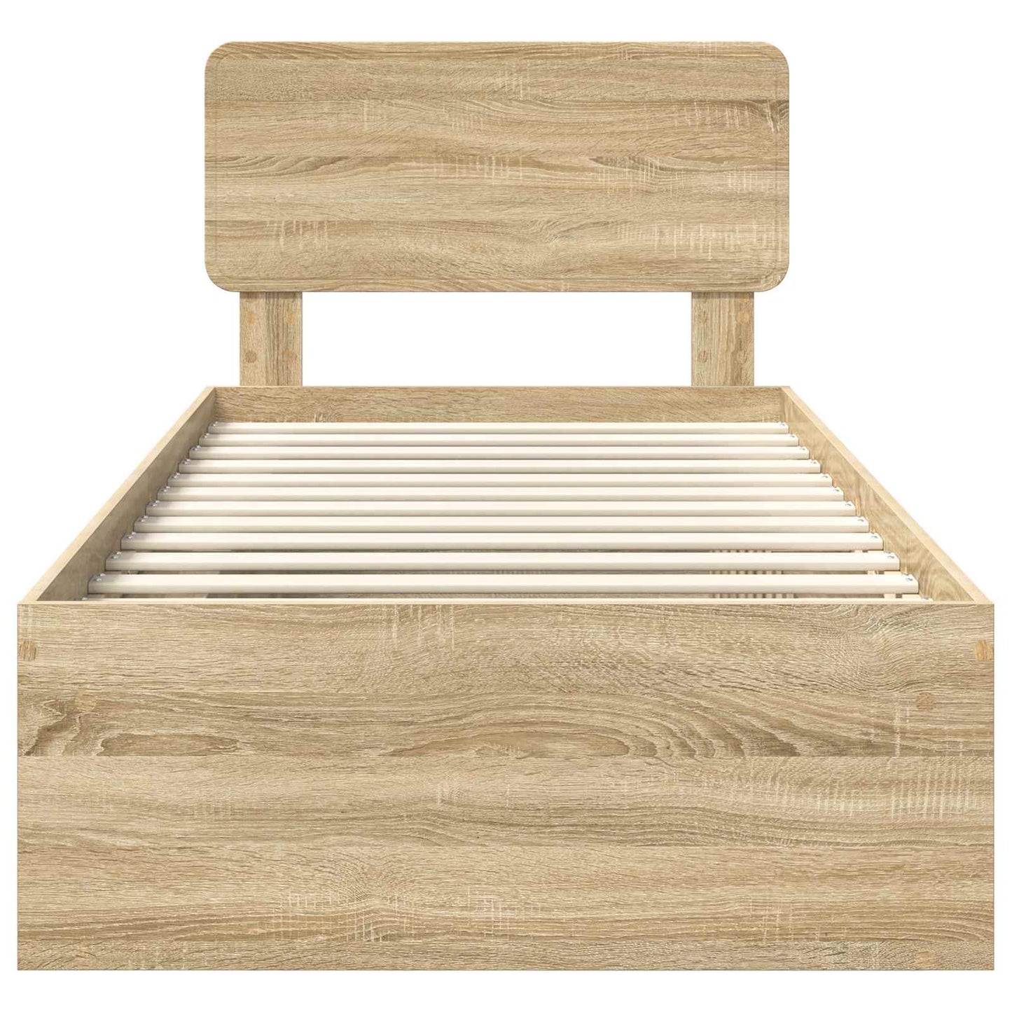vidaXL Bed Frame with Headboard Sonoma Oak 75 x 190 cm Solid Pine Wood