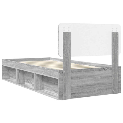 vidaXL Bed Frame Grey Sonoma 75 x 190 cm Solid Pine Wood