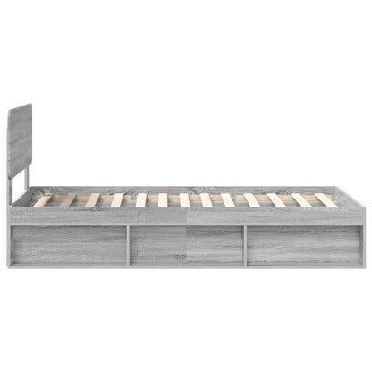 vidaXL Bed Frame Grey Sonoma 75 x 190 cm Solid Pine Wood
