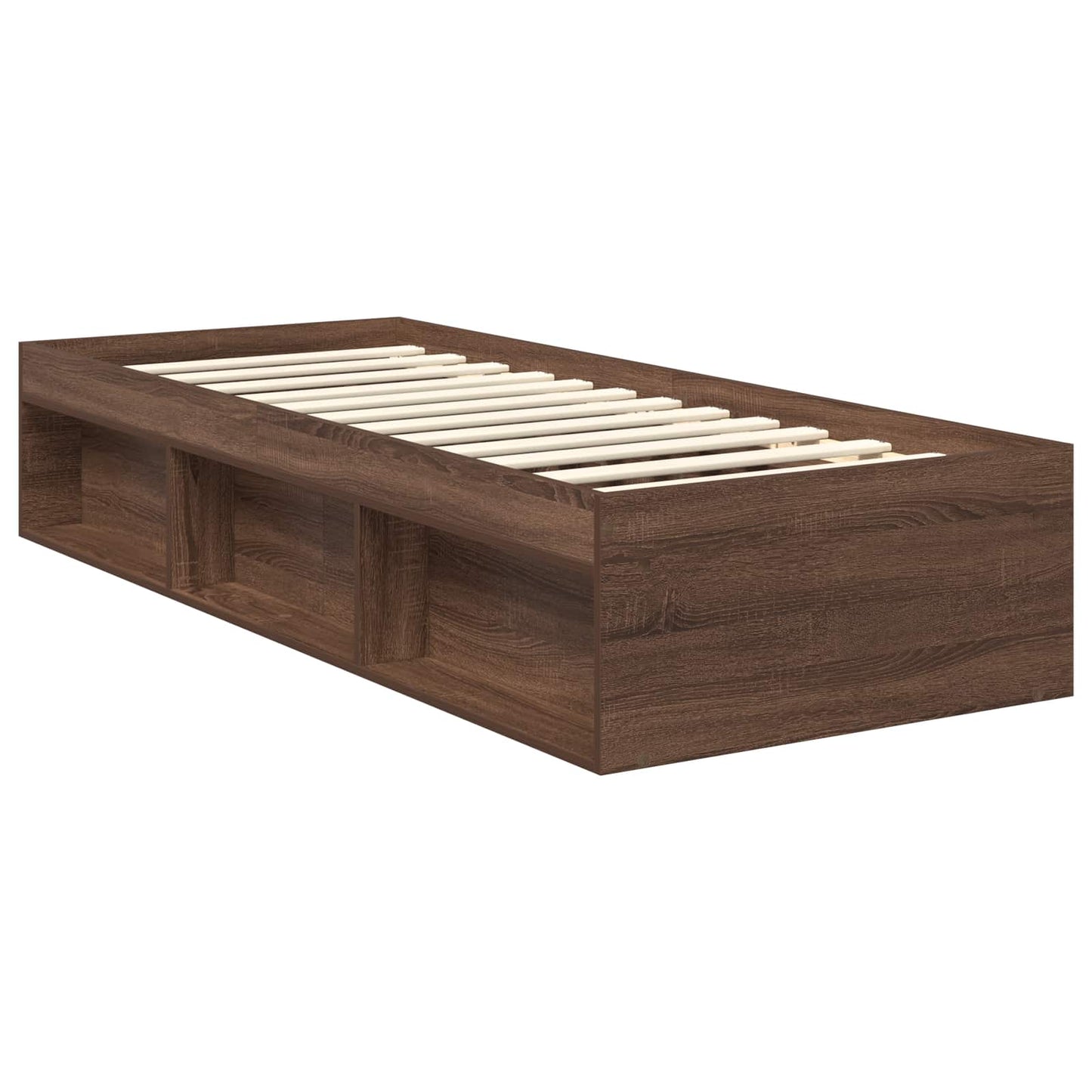 vidaXL Bed Frame with Headboard Brown Oak 75 x 190 cm Solid Pine Wood