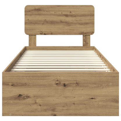 vidaXL Bed Frame Artisian Oak 75 x 190 cm Solid Pine Wood