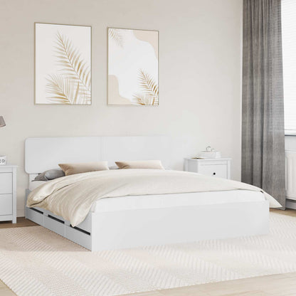 vidaXL Bed Frame with Drawer White 200 x 200 cm Engineered Wood