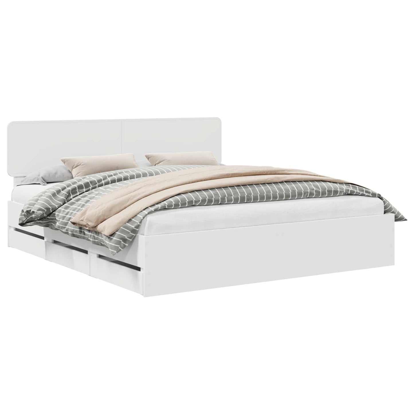 vidaXL Bed Frame with Drawer White 200 x 200 cm Engineered Wood