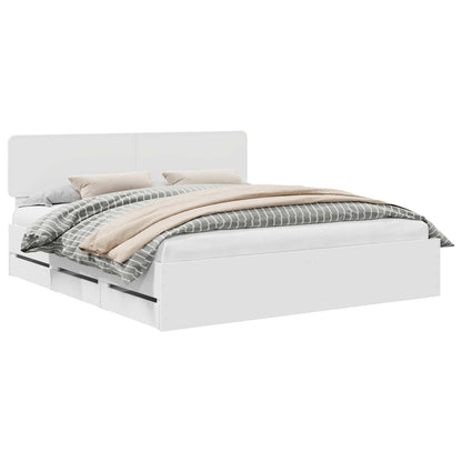 vidaXL Bed Frame with Drawer White 200 x 200 cm Engineered Wood