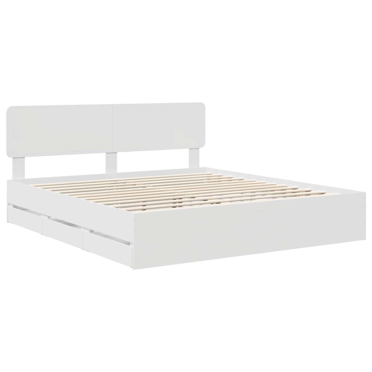 vidaXL Bed Frame with Drawer White 200 x 200 cm Engineered Wood