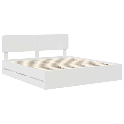 vidaXL Bed Frame with Drawer White 200 x 200 cm Engineered Wood