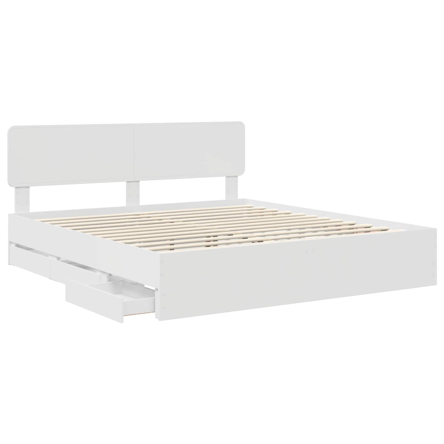 vidaXL Bed Frame with Drawer White 200 x 200 cm Engineered Wood