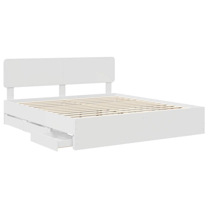 vidaXL Bed Frame with Drawer White 200 x 200 cm Engineered Wood