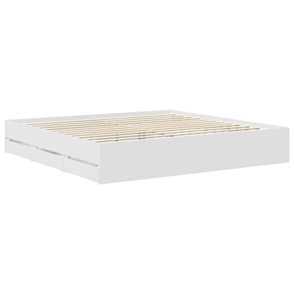 vidaXL Bed Frame with Drawer White 200 x 200 cm Engineered Wood