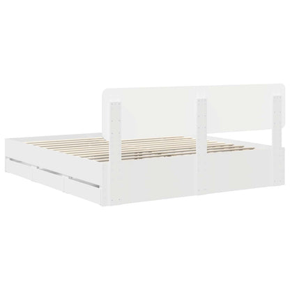 vidaXL Bed Frame with Drawer White 200 x 200 cm Engineered Wood