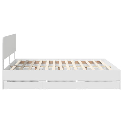 vidaXL Bed Frame with Drawer White 200 x 200 cm Engineered Wood