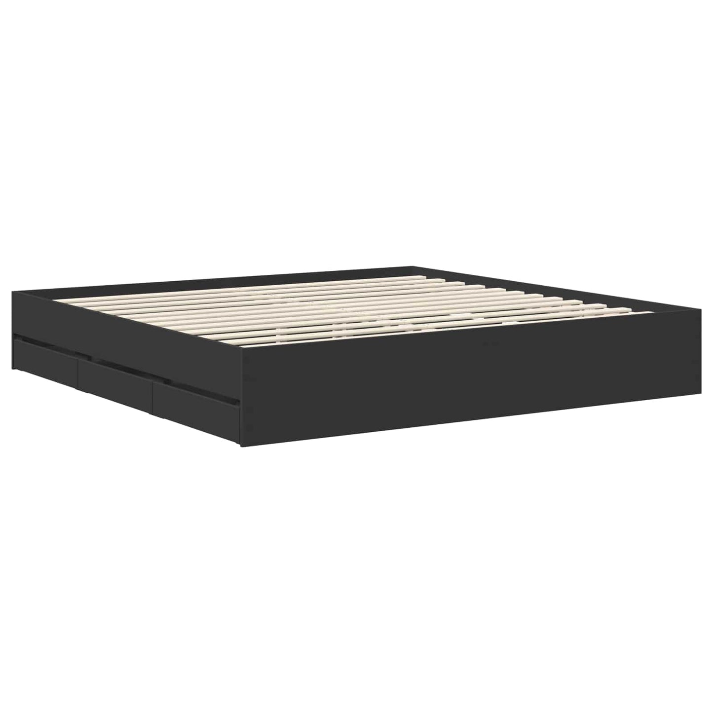 vidaXL Bed Frame with Drawer Black 200 x 200 cm Engineered Wood