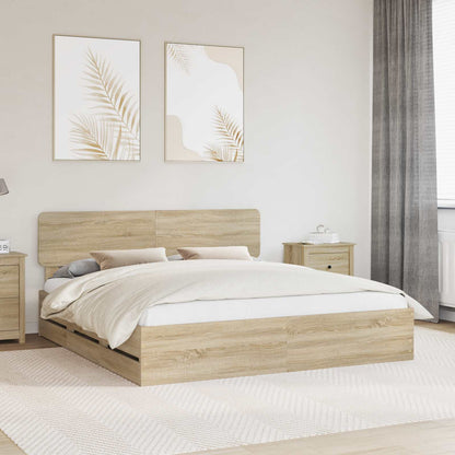 vidaXL Bed Frame with Drawer Sonoma Oak 200 x 200 cm Engineered Wood
