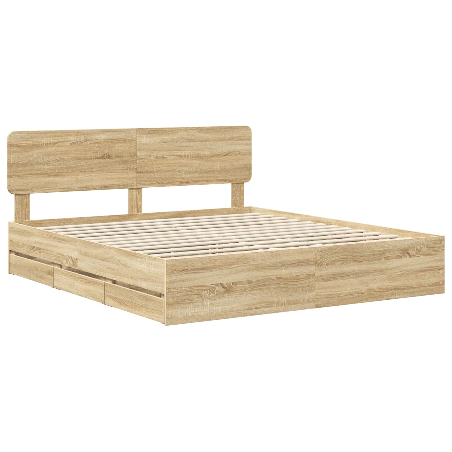 vidaXL Bed Frame with Drawer Sonoma Oak 200 x 200 cm Engineered Wood