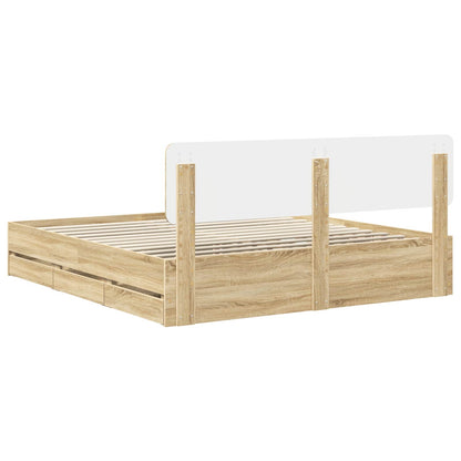 vidaXL Bed Frame with Drawer Sonoma Oak 200 x 200 cm Engineered Wood