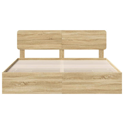 vidaXL Bed Frame with Drawer Sonoma Oak 200 x 200 cm Engineered Wood