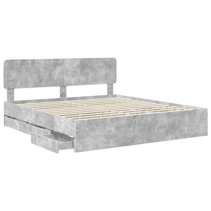 vidaXL Bed Frame Concrete Grey 200 x 200 cm Engineered Wood