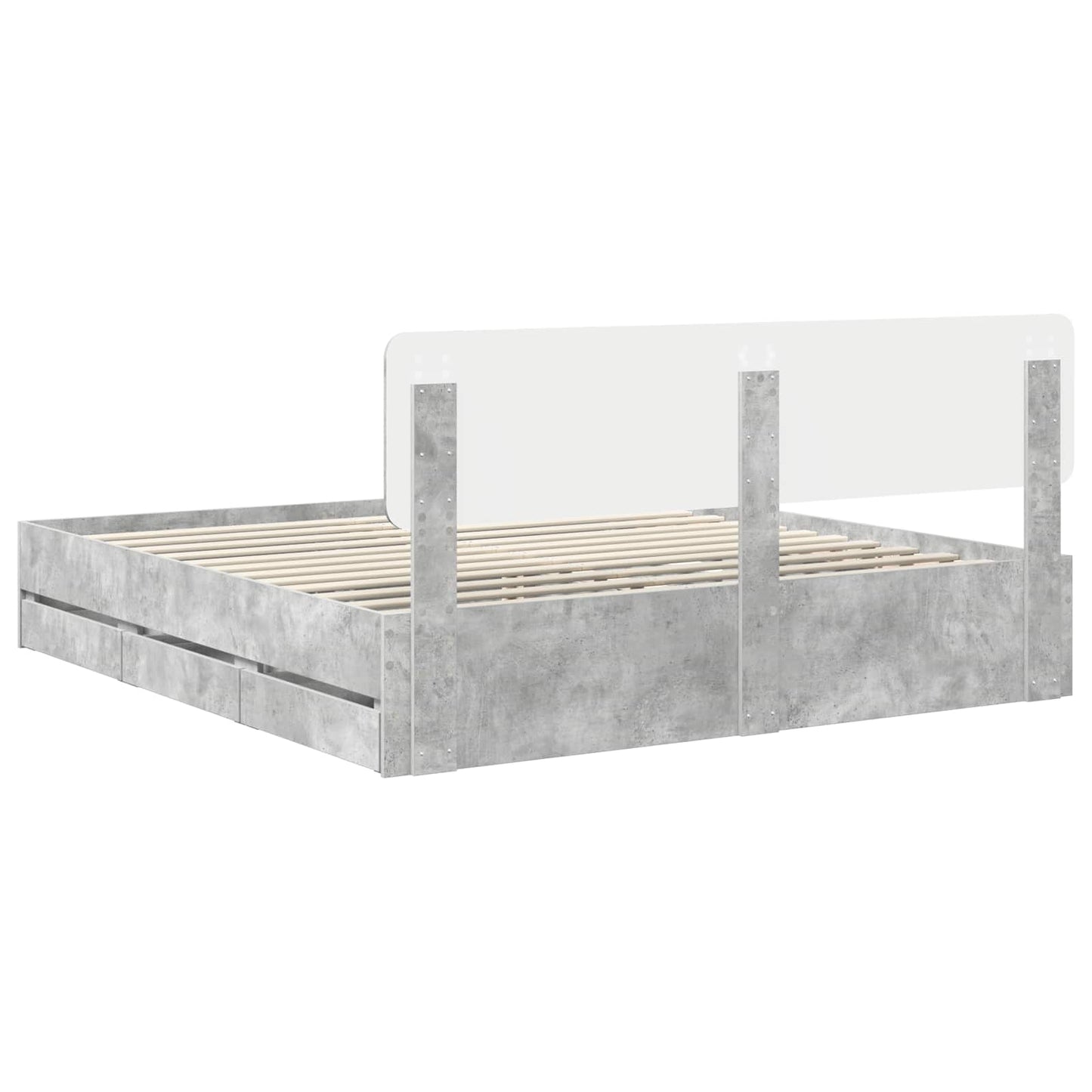 vidaXL Bed Frame Concrete Grey 200 x 200 cm Engineered Wood