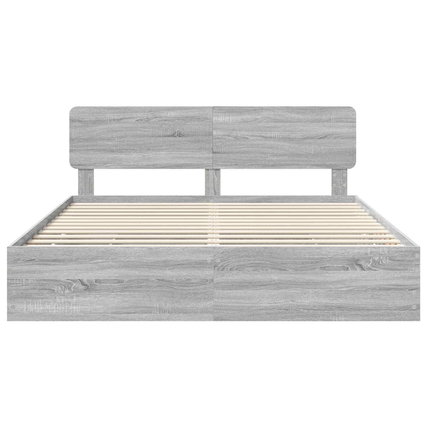 vidaXL Bed Frame with Drawer Grey Sonoma 200 x 200 cm Engineered Wood