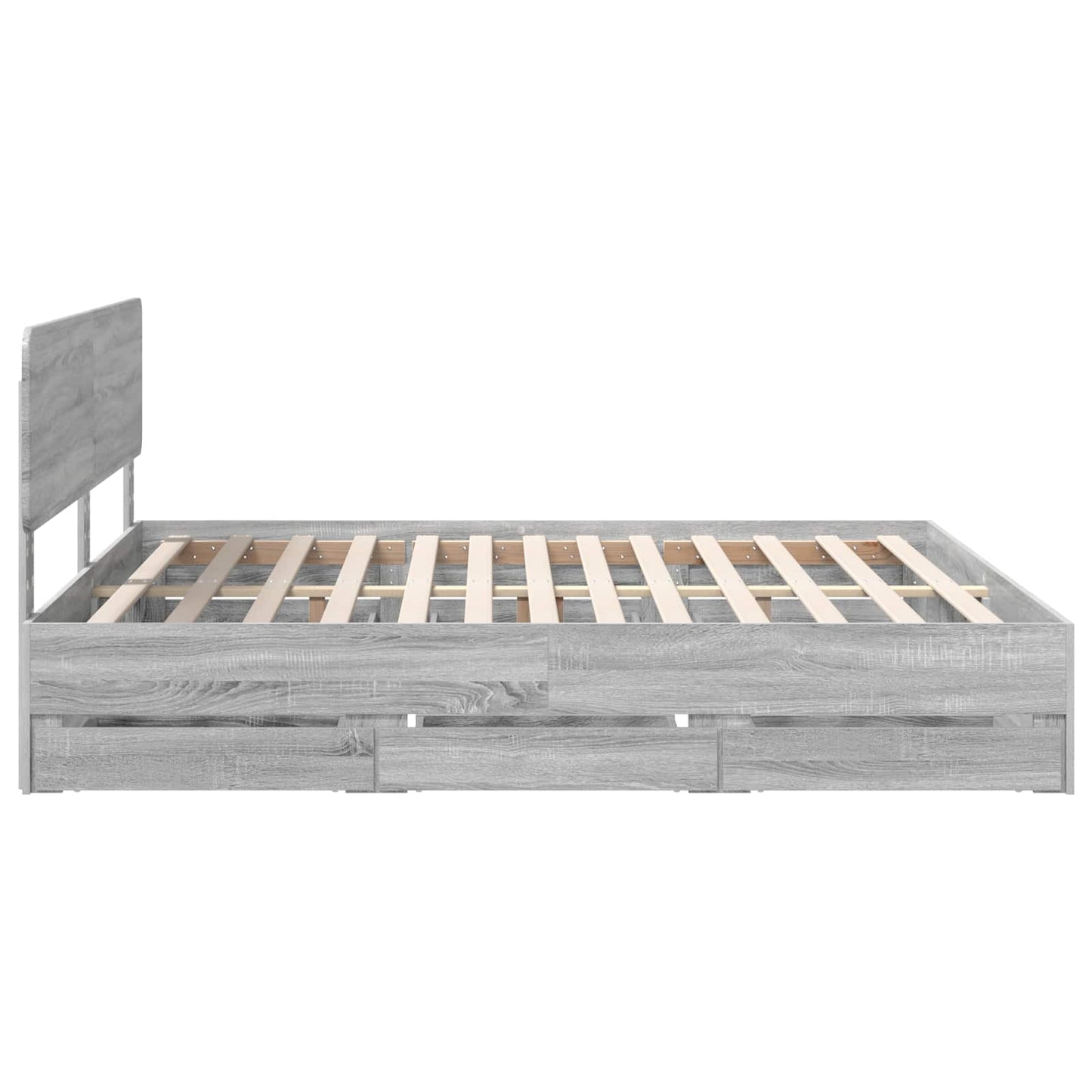vidaXL Bed Frame with Drawer Grey Sonoma 200 x 200 cm Engineered Wood